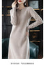 Round Neck Cashmere Dress Women's Long Pullover Sweater Autumn Winter Knitted Knee-Length Pure Wool Dress JJ396