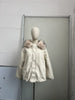 Vintage Thicken Faux Fur Woolen Jacket Women Hooded Pocket Lantern Sleeve Elastic Waist Coat Winter Female Daily Outwear