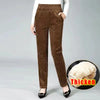 Plus Size Autumn Winter Plush Thick Thin Elegant Women's Pants High Waist Fleece Pencil Pants Corduroy Leggings OL Trousers