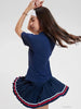 Women 2 Pieces Athletic Skirt Set Outfits V Neck Polo Shirts High Waisted Pleated Tennis Skirts Golf Pickball Dress