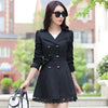 2026Spring Autumn Windbreaker Coat Women Slim Mid Long Lace Trench Coat Female Casual Double-breasted Outerwear Tops