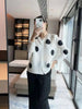 Color Contrast Polka Dot Print Pleated Cardigan Blouse Versatile Shirt Women's Short Coat Spring 2DE391