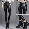 Autumn Winter women leather pants High elastic shiny trousers slim female pencil leather pants women pantalon femme clothe