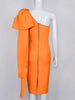 Bodycon Women Dress Sexy One Shoulder Long Sleeve Orange Black Blue Bow-Knot Wedding Evening Party Dresses Vestido