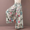 Women Floral Print Wide Leg Pants Spring Autumn Drawstring Bohemia Trousers Ladies Casual Loose Elastic Waist Pantalon