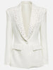 High Street Designer Runway Women's Slim Fit Single Button Rhinestone Diamonds Beaded Blazer Jacket