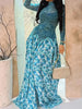 Casual Long Sleeve Women Gowns Dress Perspective Splicing Slim Long Dresses Elegant High Neck Long Sleeve Evening Dress