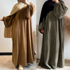 Dubai Corduroy Abaya for Muslim Women Eid Ramadan Modest Dress Loose Large Elegant Gown Islam Clothing Turkey Solid Robe