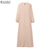 Modest Layered Plisse Patchwork Muslim Maxi Dress, Women's Lantern Sleeve Elegant Abaya, Islamic Hijab Pleated Robe Femme