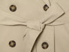 Women Short Trench Coat Lapel Double Breasted Belted Waist Long Sleeve Cropped Windbreaker Casual Commuter Outerwear