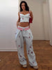 Floral Print Sweetheart Cami Crop Top Lace Up Wide Leg Pants Autumn Women Two Piece Outfit Street Ladies Casual Suit