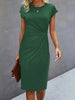 Women's casual dress tight dress front knot round neck medium-long dress basic daily wear