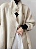 Advanced Gray Standing Collar Long Woolen Coat For Women'S Autumn And Winter Clothing, Double-Sided Woolen Coat