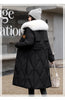 White Fur Collar Down Cotton Parkas Padded Coat Women Winter Long Over The Knee Waist Warm Thick Parkas Coat
