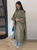 Stand Collar Oversized Long Trench Coat Women Street Single Button Half Sleeve Side Split Loose Jackets Chic Lady Outerwears