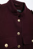 Women Soft Tweed Bomber Jacket O-Neck Long Sleeve Pockets Buttons Loose Woolen Coat Female Streetwear