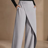 High Waist Women Suit Pants Fall Straight Office Ladies Trousers Casual Button Loose Female Asymmetry Pants