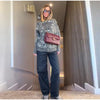 Spring Paisley Cashew Flower Jacquard Jacket For Women Casual Long Sleeve Zipper Sweater Lady Chic Street Knitted Outerwear