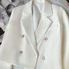 Women's Double Breasted Cropped Blazer Casual Office Wear Solid Color Suit Jacket Woman Spring Slim Fit Long Sleeve Blazers