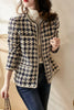 Elegant Weave Plaid Women Tweed Blazer Autumn Winter Women's Jacket Pocket Office Ladies Suit Coats Long Sleeve Mujer Clothes