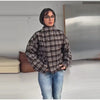 Vintage Stand Collar Plaid Coat Women's Single Breasted Long Sleeve Pocket Classic Jacket Autumn Lady Chic Streetwear