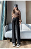 Brown Woolen Suit Pants for Women in Autumn and Winter Narrow Version Straight Wide-leg Pants with Drape