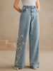Women's Plus Size Y2K Straight Leg Jeans Stretch Washed Denim Embroidery Design Comfortable