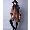 Thicken Winter Shawl Wraps Cape Women Fall Ponchos Plus Size Block Plaid Open Front Sweater Fleece Scarf Coat Holiday Outfits