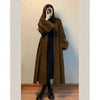Women Autumn Winter Woolen Coat French Style Fur Sleeves Mid-Length Woolen Coat Women Long Coat Loose Outwear