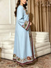 Plus Size Middle Eastern Gown Western V-Neck Printed Women's Dress for Commute Loose Vacation Style Long Sleeve Dress
