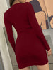 Autumn Sexy Ruched Irregular Long Sleeve Dress Women's Turtleneck High Waist Slim Fit Dresses