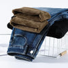 Winter Thickened Women's Mink Velvet Jeans Loose Straight Warm Soft Fleece Elastic High Waist Female Pants Black Blue