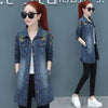 Flowers Embroidery Denim Jacket Loose Casual Letter Jeans Overcoat Button Pocket Outwear Female Clothing Fall Women