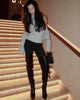 Knitwear 2 Piece-Set Female Vest Ribbed Turtleneck And Casual Patchwork Cover up Outfits Women's Knit Pullover Top