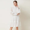 French Elegant Lace Splicing Waist Lantern Sleeve Dress Vintage High Collar Princess Dress Organza Cocktail Women's Wear
