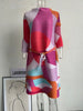 Pleated Printing Dress For Women Spring Loose Color Block Dresses With Belt Female Clothes 2D1127