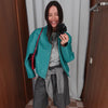 Street Pu Leather Women Jacket Elegant Long Sleeve Zippers Stand Collar Female Outwear Autumn Winter Chic Lady Coat