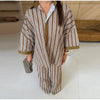 Striped Print Shirt Pants Set Turn Down Collar Three Quarter Sleeve Blouses Wide Leg Trousers Suit Casual Chic Women Outfit
