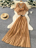 Elegant Rhinestone Pleated Skirt Sets Slim Party Club Vintage Dress American Women Clothes Two Piece Set 9R3018