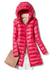 Outerwear Winter Women Korean Slim Remove Hooded Parka Down Jackets Long Light Thin Coat Puffer Jacket