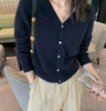 Korean version of autumn cashmere V-neck cardigan women loose short solid color sweater knit sweater simple coat