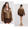 Down Jacket Women Waterproof Patchwork Oversize Stand Collar Winter Coat