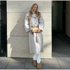 Retro Solid Stand Collar Long Tweed Coat Women Large Lapel Single Breasted Coats With Belt Lady Chic Street Outwear