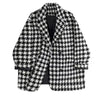 Autumn and Winter Women's Set Korean Checkered Jacket Paired with Slim and Loose Long Sleeved Knitted Dress Two-piece Set
