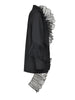 Women Black Organza Ruffles Big Size Blazer Lapel Long Sleeve Loose Fit Jacket Spring Autumn 1DE392101