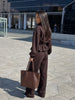 Women Black Track Suit Jacket Two Piece Suit Zip Up Cinch Waist Coat Wide Leg Pants Lady Autumn Street Matching Set
