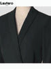 Long Black Fitted Trench Coat for Women, Chic Stylish, Single Breasted, Designer Clothing, Spring, Elegant