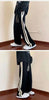 Korean Wide Leg Pant Women Loose Casual Striped High Waist Woman Hiphop Elastic Waists Pocket Straight Pants