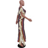 Women Knit Ribbed Clock Ruffes Side Sleeve Front Split Striped Straight Maxi Dress Vintage Vestidos Dresses