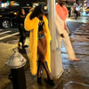 Solid Faux Fur Long Coats Women Full Sleeve Open Stitch Fur Jackets Yellow Winter Warm Streetwear